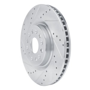 Buick Enclave Brake Rotor (1) - Front Left - R1 Concepts - Drilled & Slotted - Silver - `17-`25